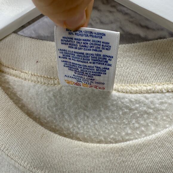 Vintage Jerzees Crewneck Sweatshirt Size L Off White Fall Pumpkin Grandma Scare - Picture 9 of 11